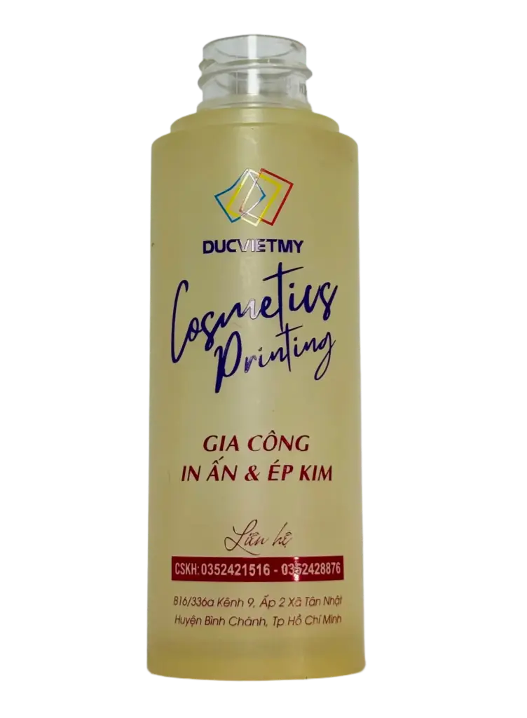 In Lụa 4 Màu Trên Chai Nhựa PETG Bằng Mực UV